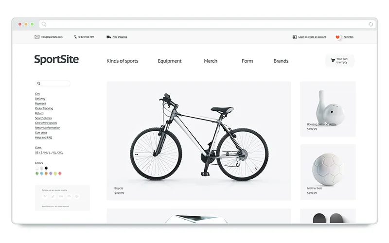A website laid out in a browser window