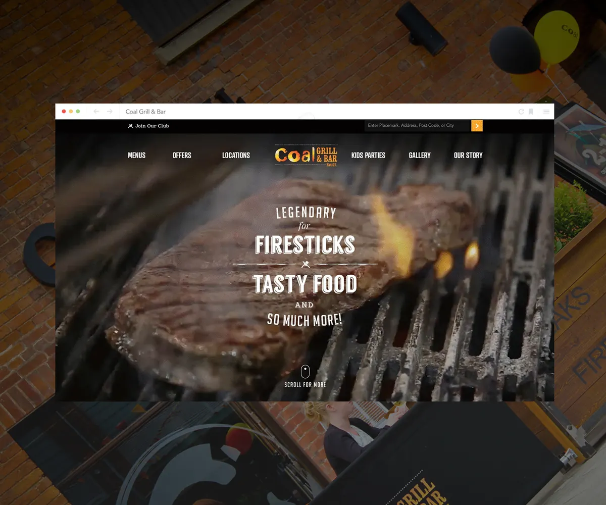The Coal Grill + Bar website
