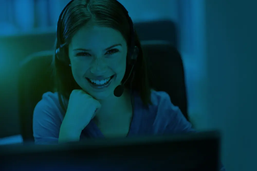 A Nelson Policies customer service adviser at work