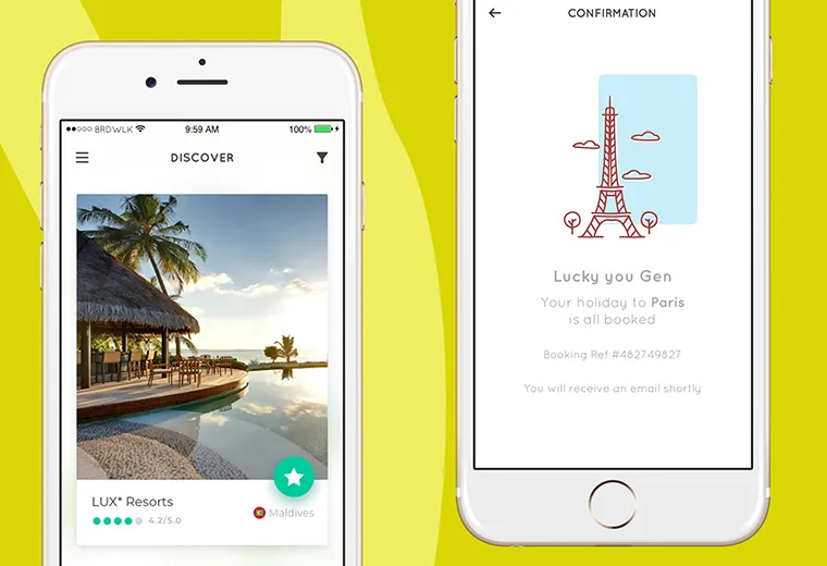 A confirmed Voyage Travel booking on a phone