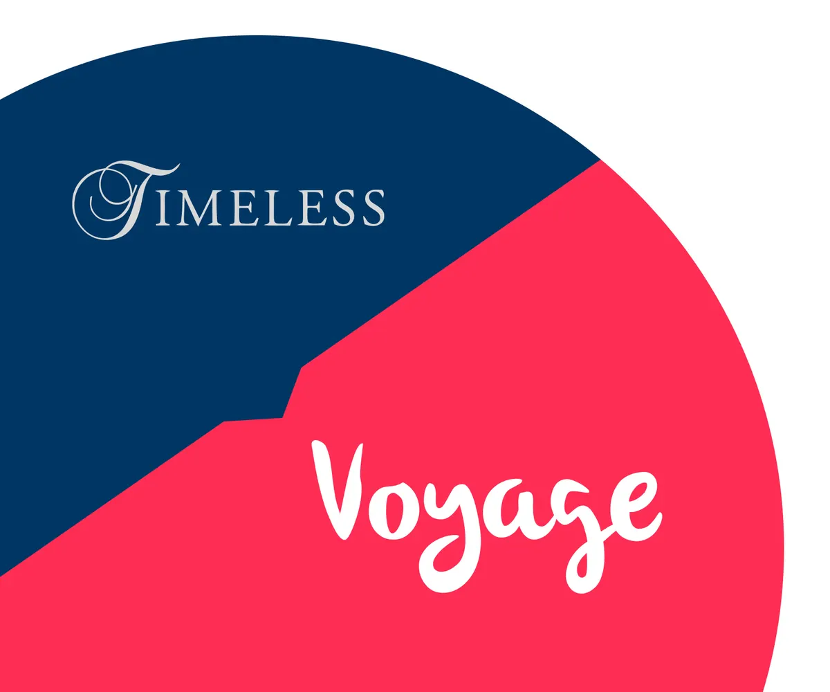 The previous Timeless identity beside the new Voyage brand
